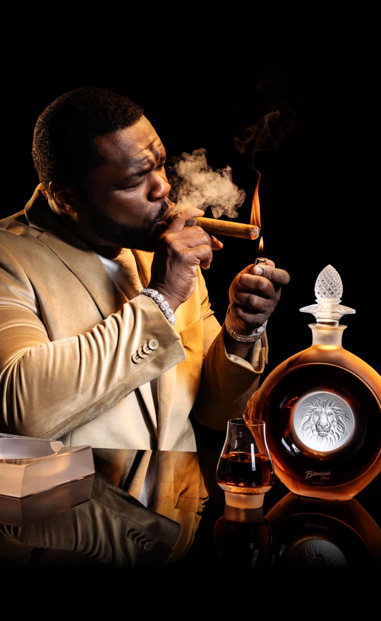 50cent with cognac and cigar